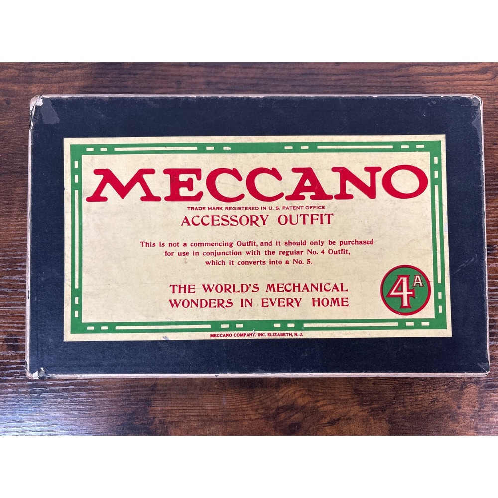 Vintage Meccano Accessory Outfit 4A Metal Construction Set with Manual Box